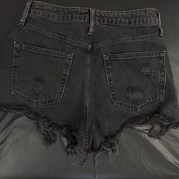 High Waist Black Jean Shorts - Picture 2 of 2